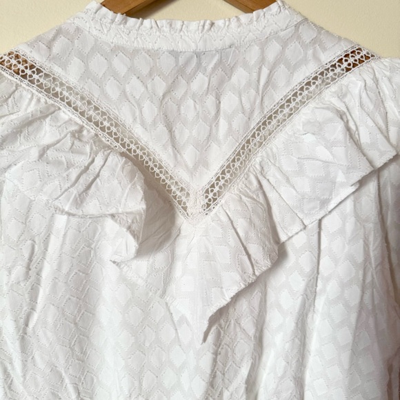 LOFT White Ruffled Button-Up Blouse - Picture 10 of 11